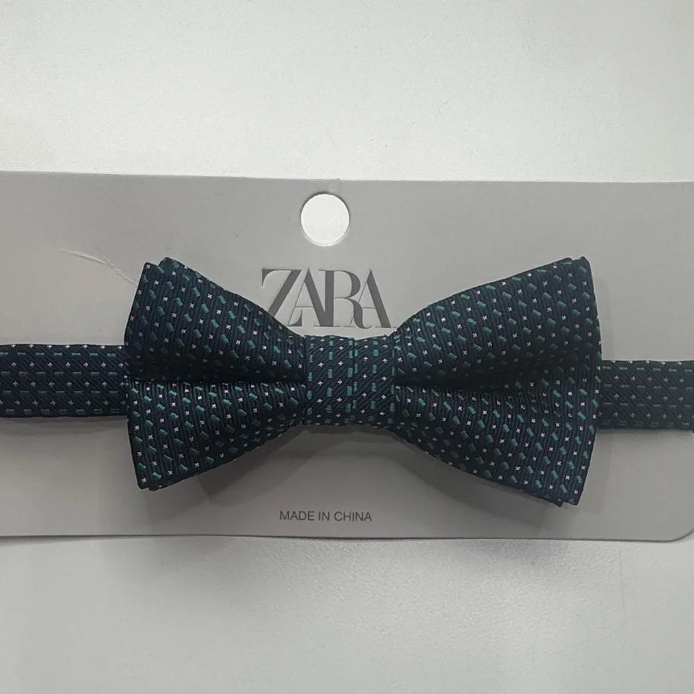 Zara Kids Bow Tie - Dark Green with Red Dots
